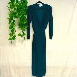 Green Wrap Midi Dress
